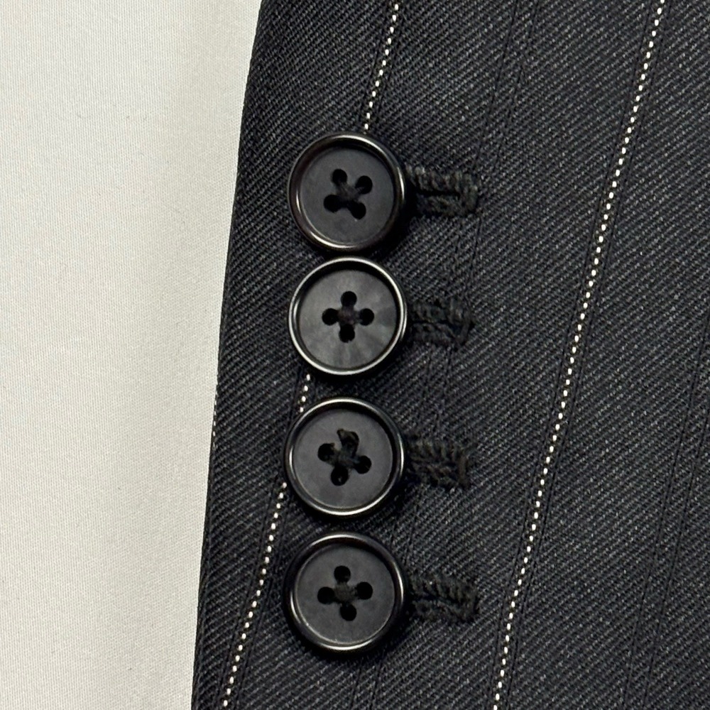 Bespoke VTG Y2K Loro Piana Super 120s K. Ratan DB Blazer 40R Charcoal Pinstripe - Picture 3 of 15